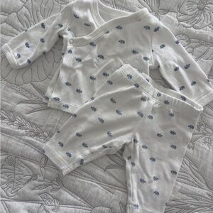 Carter's 3 Months - White Pajama Set with Blue Rhino Print